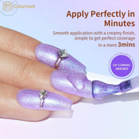 Kit de Vernis à Ongles Gel Pailleté Réfléchissant Holographique Style Français pour Fête de Mariage, Manucure LED Professionnelle et DIY à Domicile