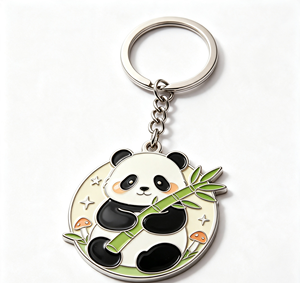 Cute Panda Metal Keychain Zinc Alloy <b>Key</b> <b>Ring</b> Enamel Pendant <b>Bag</b> Car <b>Key</b> Holder Gift Souvenir - Product Image 2