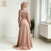2026 Vente en gros personnalisée en usine Abaya ouverte arabe Robe longue en satin évasée pour femmes musulmanes Mode musulmane