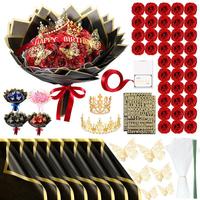 Ramo de rosas doradas Ramo de vida eterna Regalo de aniversario Hecho a mano DIY3D Ramo de corona de mariposa