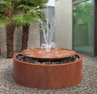 Fontaine d'eau ronde d'extérieur en acier Corten avec finition rouille, pour jardin, à prix abordable