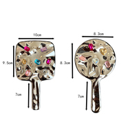 Miroir de poche carré miroir de maquillage cosmétique main ronde Bling Portable en forme de coeur miroir brillant de luxe