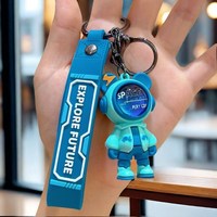 Nouvel Arrivage Porte-clés Ours Astronaute Éclair Thème Spatial EXPLORE FUTURE Pendentif Dessin Animé en Silicone pour Voiture
