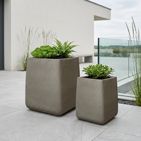 Ensemble de jardinières carrées en GFRC, résistantes aux intempéries, en béton texturé, pour la décoration extérieure des jardins et projets paysagers d'hôtels