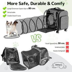 Sac de transport pour chat à roulettes Premium Oxford & PC, extensible, avec roues, pour petits chiens, grands chats, accessoire de jeu pour chat - Product Image 4