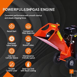 Broyeur <span class=keywords><strong>de</strong></span> <span class=keywords><strong>bois</strong></span> à essence personnalisé 196CC OHV 4 temps avec moteur 6,5 CV et roulement - Product Image 5