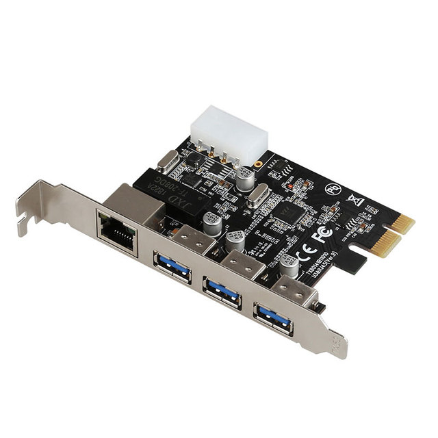 Made in China Superior Quality 3-Port PCI Express USB 3.0 Card + Gigabit Ethernet Other Computer Accessories