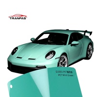 Vinilo Autoadhesivo PET Verde Menta de Alto Brillo para Envoltura Automotriz, Cambio de Color de Carrocería 911, Protección UV, Antiarañazos, 7mil