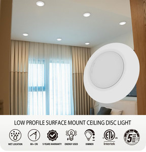 Luz LED <span class=keywords><strong>de</strong></span> Disco Redonda Empotrada y <span class=keywords><strong>de</strong></span> Superficie <span class=keywords><strong>de</strong></span> 4 Pulgadas <span class=keywords><strong>de</strong></span> Perfil Bajo, 5CCT Seleccionables - Product Image 2