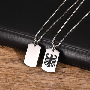 Edelstahl Deutschland Nationalemblem Adler Design Kettenhalsband 18K <span class=keywords><strong>Gold</strong></span> Deutsche Niederländische Flagge Karte Anhänger Hundemarken-Halskette - Product Image 4