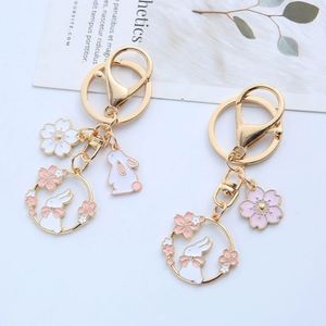 Cute Cartoon Rabbit Keychain for Women Girls Fashion <b>Sweet</b> Enamel Drop Oil <b>Flower</b> Keychain Bag Key Pendant Gift - Product Image 6