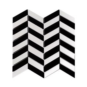 Offre Spéciale <span class=keywords><strong>noir</strong></span> <span class=keywords><strong>blanc</strong></span> brillant <span class=keywords><strong>Chevron</strong></span> émaillé intérieur mosaïque mur chevrons <span class=keywords><strong>carrelage</strong></span> décoratif porcelaine céramique mosaïque <span class=keywords><strong>carrelage</strong></span> - Product Image 6