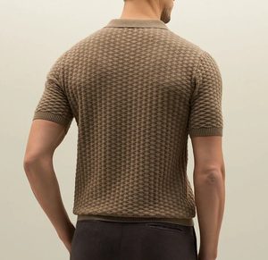 Áo len nam kiểu Old Money, cài nút, cổ polo, chất liệu dệt kim, tay ngắn, chất lượng cao, mùa hè - Product Image 2