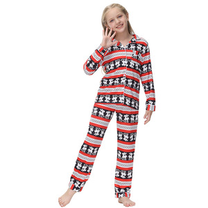 Set piyama katun lengan panjang untuk anak, baju tidur rumah katun kustom dua potong - Product Image 3