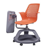 Chaise de formation moderne et durable en plastique pour salle de classe, bureau, avec base trépied réglable en hauteur et tablette d'écriture