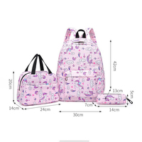 Vente en gros de 3 sacs d'école en nylon grande capacité léger motif personnalisé fermeture éclair étanche à la mode pour les voyages en plein air