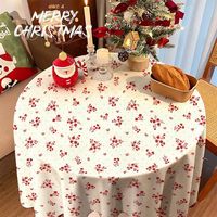 Nappe de Noël en polyester imprimée, imperméable et anti-taches, motifs variés, carreaux rouges, flocons de neige, pour fêtes de Noël