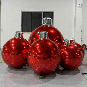 <span class=keywords><strong>Gros</strong></span> ornement de Noël gonflable en PVC à double couche Boule miroir <span class=keywords><strong>Gros</strong></span> ornement rouge gonflable pour décoration - Product Image 4