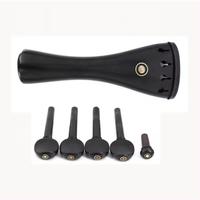 Full Size Ebony Wood Violin Parts Set Violin Accessories with Shell Inlay Chin Rest Tail Piece Peg and End Pin