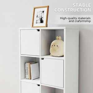 200 MOQ White Freestanding MDF Shelves 8 Compartments Modern Bookshelf <strong>Book</strong> Case with 4 Hidden Doors - Product Image 3