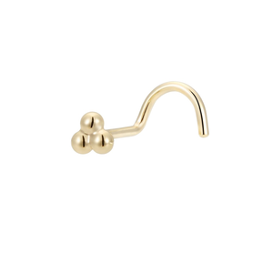 Manufacturer personalized14k pure gold s-shaped <strong>nose</strong> <strong>stud</strong> welding 3 round sphere piercing jewelry nostril screws - Product Image 1