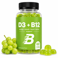 Gummies véganes OEM/ODM Vitamine D3+B12 - Compléments multivitaminés pour la santé des os et des muscles, 60 unités pour adultes