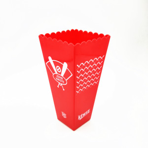 32 OZ Square Red White Striped logo impressed Reusable Plastic popcorn tub cup container
