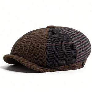 Gorra Newsboy de 8 Paneles con Múltiples Parches de Tela, Estilo Británico Vintage, para Hombre, Moda Otoño Invierno 2025 - Product Image 5