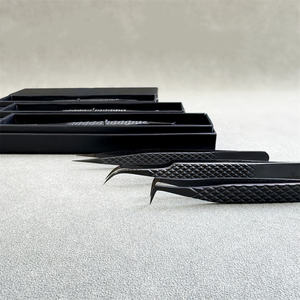 Pinset ekstensi bulu mata logo mega volume dengan pegangan serat pinset ujung serat 45 90 derajat bentuk l - Product Image 6