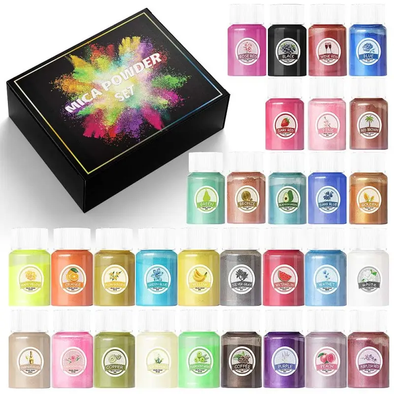 Fabrik preis 30 Farben Glimmer pulver pigment Epoxidharz Perlen pulver für DIY Handwerk und Nail Art