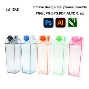 <b>Customized</b> logo BPA Free Reusable 17oz 500ml 34oz 1000ml Milk Carton Shaped <b>Water</b> <b>Bottle</b> Leakproof with Screw Cover - Product Image 4