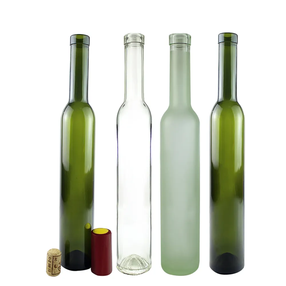 375ml 12oz Ice Wine Glass Red Wine Bottles 750ml square black Liquor Bottles With Cork Stopper