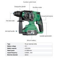 Marteau perforateur sans balais 20V Max avec moteur à percussion pour le bricolage pour les types de mini perceuses rotatives et à percussion en bois