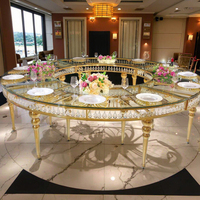 Tables de salle à manger rondes de luxe en acier inoxydable doré pour événements, mariages, fêtes et hôtels