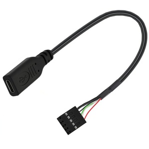 <span class=keywords><strong>C</strong></span>âble adaptateur <span class=keywords><strong>USB</strong></span> 2.0 <span class=keywords><strong>Type</strong></span>-<span class=keywords><strong>C</strong></span> femelle blindé de 20 cm à montage sur panneau avec trous de fixation, 9 broches, pour connecteur de carte mère (conducteur en cuivre) - Product Image 2