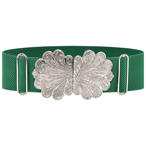 New Wide Elastic Waist <strong>Belt</strong> <strong>for</strong> <strong>Women</strong> Vintage Floral Metal Interlock Buckle Stretchy Cinch <strong>Belt</strong> <strong>for</strong> <strong>Dresses</strong> Coats Fashion Corset - Product Image 5