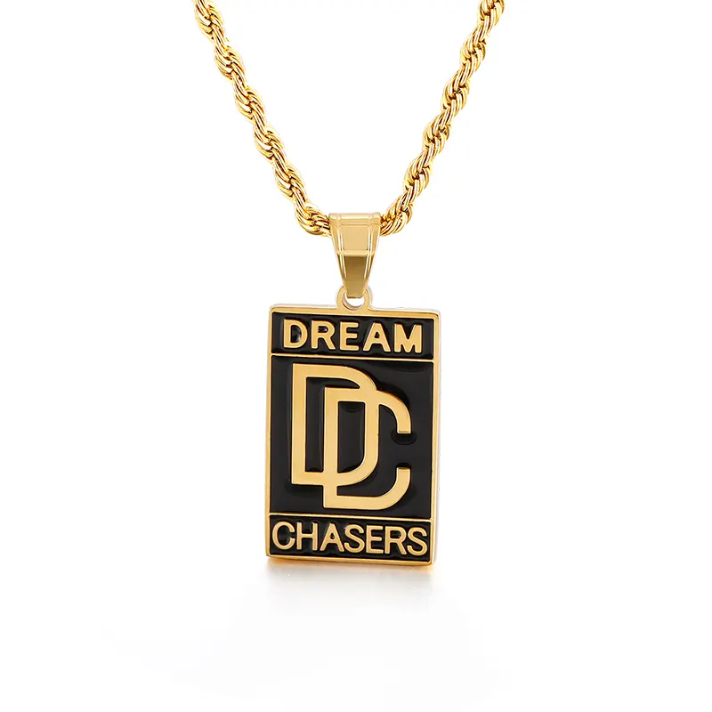 Gold Dream Chasers pendant cuban chain hip hop necklace for men and women