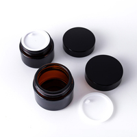 Bocaux en verre ambré avec doublures intérieures, couvercles, contenants cosmétiques ronds à large ouverture, étanches, pour le stockage de crèmes, de pommades, de lotions