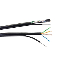 Câble Cat5e UTP avec messager en fil d'acier pour extérieur, 24 AWG, cuivre pur CCA CCS, 4 paires, résistant aux intempéries et aux UV, bobine de 100 m, haute vitesse