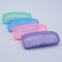 Étui à lunettes en plastique transparent coloré, portable et léger, boîte de rangement pour lunettes, logo personnalisé disponible