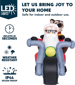 Décoration de Noël gonflable lumineuse personnalisée, Père Noël à <span class=keywords><strong>moto</strong></span> avec <span class=keywords><strong>rennes</strong></span>, décoration extérieure pour les fêtes de fin d'année - Product Image 5