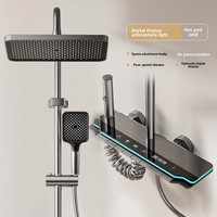 Ensemble de douche complet pour hôtels, avec affichage numérique LED style piano, installation murale, barre coulissante dissimulée