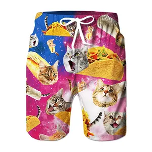 Shorts de banho de praia curtos para homens, calção de banho para homens, calção de banho respirável estampado plus size, atacado