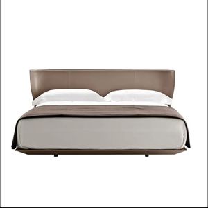 Mobilier italien de grande qualité King Size pour chambre à coucher minimaliste nordique moderne lit en cuir léger tufté de luxe européen - Product Image 4
