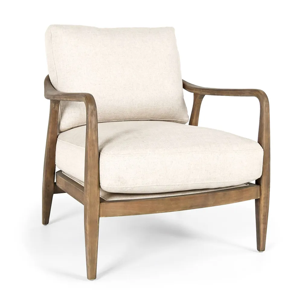 İskandinav Modern Minimalist tasarlanmış kumaş tek ahşap koltuk vurgu sandalye