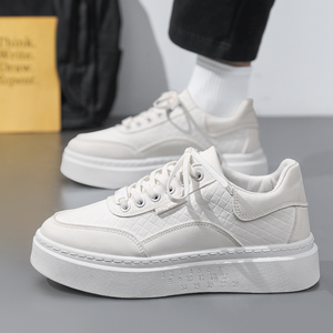 Zapatos de hombre de cuero transpirable de alta calidad, modernos, ligeros, planos, estilo skate, con suela gruesa, deportivos, casuales, para caminar. - Product Image 1