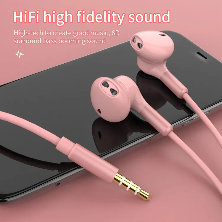 หูฟัง HIFI ขนาด3.5มม. พร้อมไมโครโฟนโทรศัพท์มือถือหูฟังแบบมีสายสำหรับหูฟัง iPhone หูฟังแบบอินเอียร์บัดชุดหูฟังสำหรับมือถือ