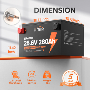 LiTime <b>24V</b> 280Ah <b>Battery</b> Pack with 200A BMS Low-Temp for Solar System Camping Boating Home Energy Storage - Product Image 2