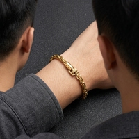Bracelet en chaîne tressée en acier inoxydable durable, résistant au ternissement, plaqué sous vide avec fermoir de sécurité