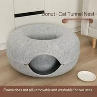 Lit beignet pour chat toutes saisons avec pneu de couchage Tunnel pour chat Meubles de maison pour animaux de compagnie pour les soins des chats